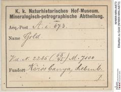 Etiketten zu Gold (NHMW-MIN-Ai673)